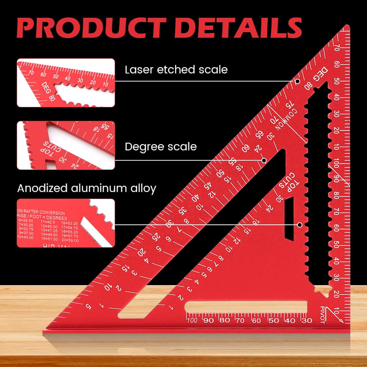 Woodworking Equipment - Regla Triangular de Alta Precisión de