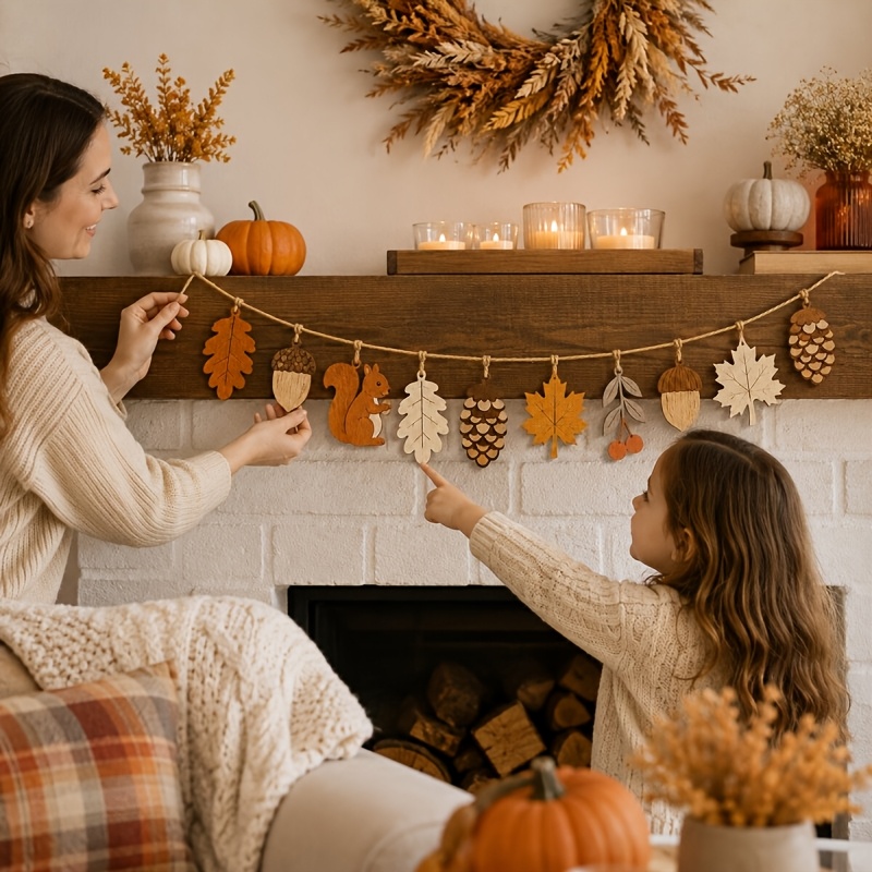 Woodworking Room - Guirnalda de Madera de Otoño con