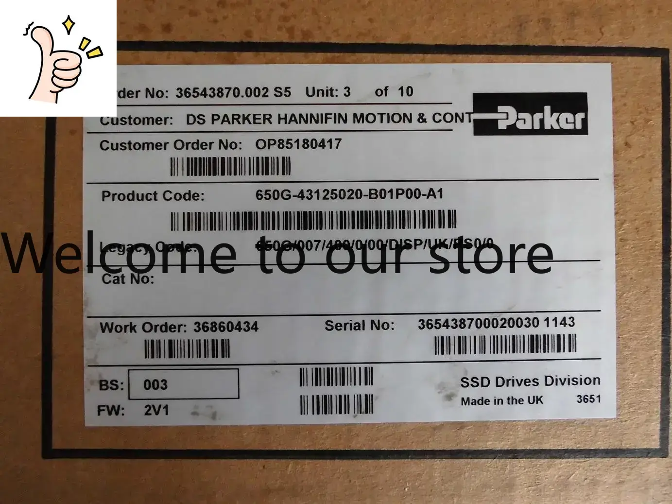 Woodworking Uk - Inversor Parker 2025 PARKER 650G/007/400/0/00/DISP/UK/RS0/0 380V